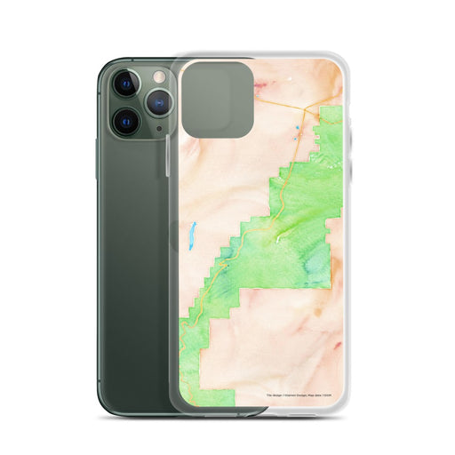 Custom Bryce Canyon National Park Map Phone Case in Watercolor on Table with Laptop and Plant