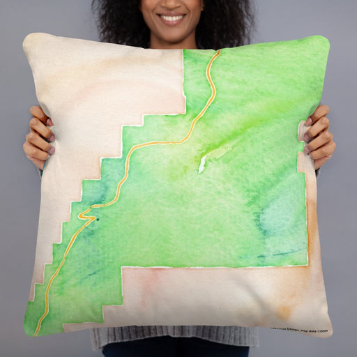 Person holding 22x22 Custom Bryce Canyon National Park Map Throw Pillow in Watercolor