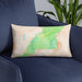 Custom Bryce Canyon National Park Map Throw Pillow in Watercolor on Blue Colored Chair