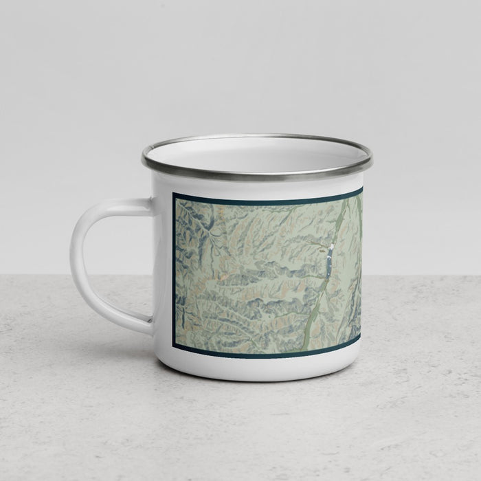 Left View Custom Bryce Canyon National Park Map Enamel Mug in Woodblock