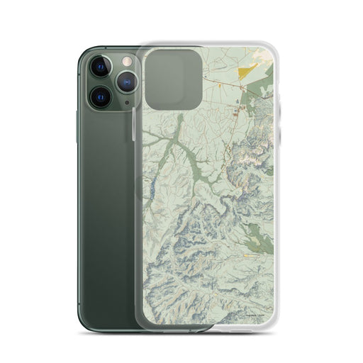 Custom Bryce Canyon National Park Map Phone Case in Woodblock on Table with Laptop and Plant