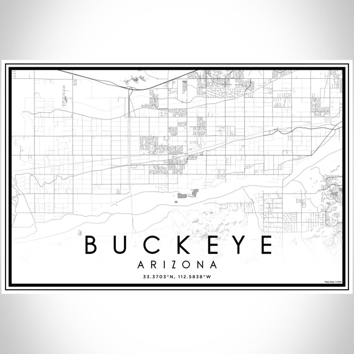 Buckeye Arizona Map Print Landscape Orientation in Classic Style With Shaded Background