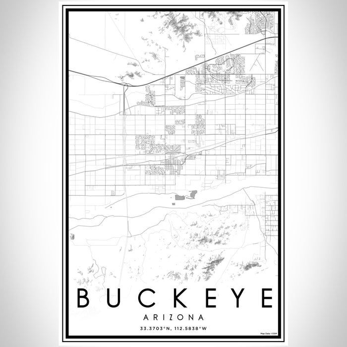 Buckeye Arizona Map Print Portrait Orientation in Classic Style With Shaded Background