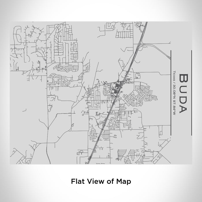 Rendered View of Buda Texas Map Engraving on 20oz Stainless Steel Insulated Bottle with Bamboo Top