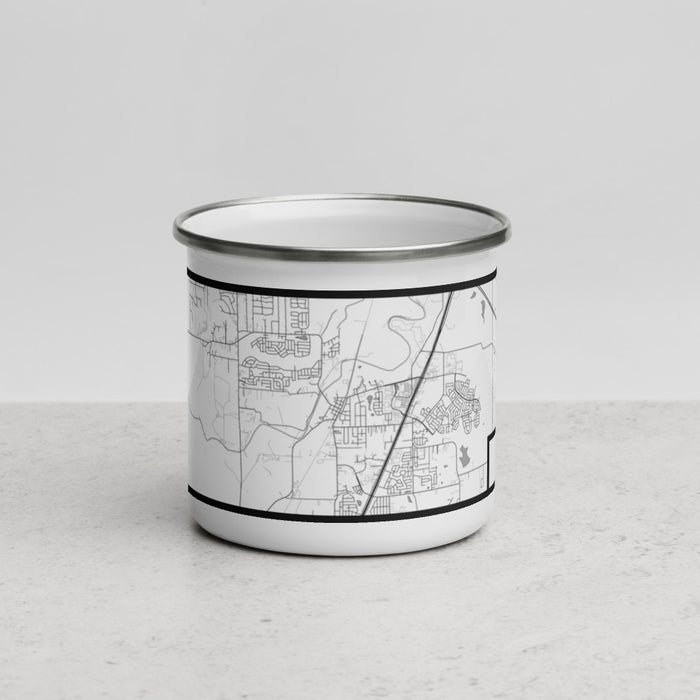 Front View Custom Buda Texas Map Enamel Mug in Classic