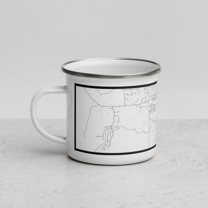 Left View Custom Buda Texas Map Enamel Mug in Classic