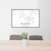 24x36 Buda Texas Map Print Landscape Orientation in Classic Style Behind 2 Chairs Table and Potted Plant