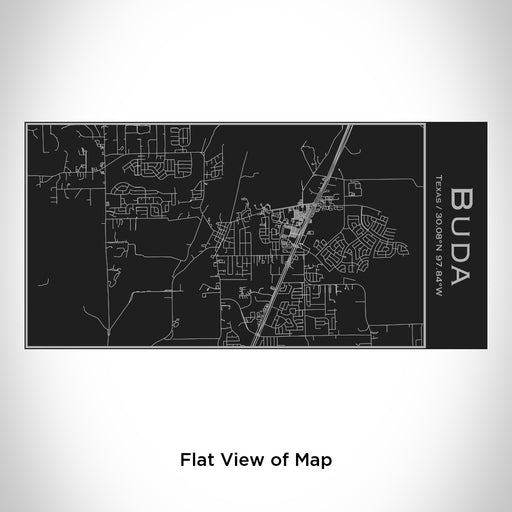 Rendered View of Buda Texas Map Engraving on 17oz Stainless Steel Insulated Cola Bottle in Black