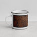Left View Custom Buda Texas Map Enamel Mug in Ember