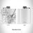 Rendered View of Buda Texas Map Engraving on 6oz Stainless Steel Flask in White