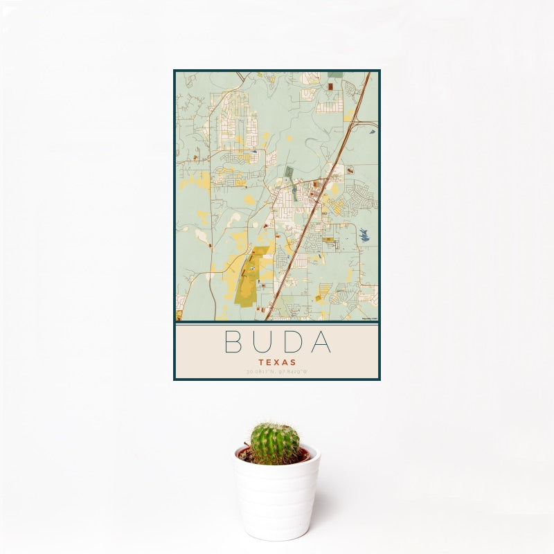 Buda Map Buda - Texas Map Print in Woodblock — JACE Maps
