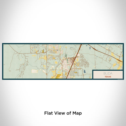 Flat View of Map Custom Buda Texas Map Enamel Mug in Woodblock