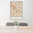24x36 Buena Park California Map Print Portrait Orientation in Woodblock Style Behind 2 Chairs Table and Potted Plant