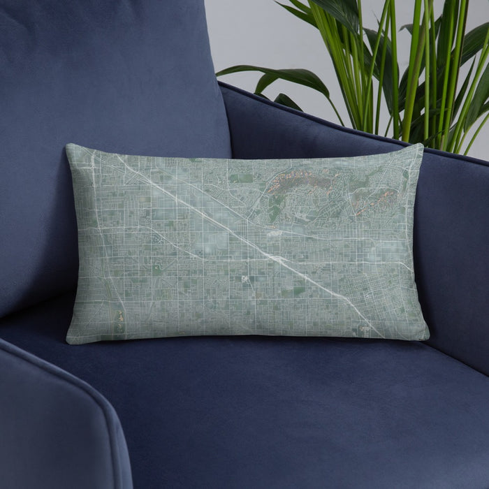 Custom Buena Park California Map Throw Pillow in Afternoon on Blue Colored Chair