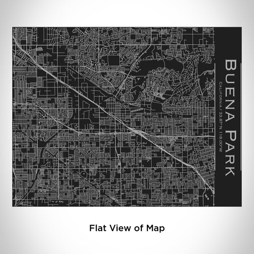 Rendered View of Buena Park California Map Engraving on 20oz Stainless Steel Insulated Bottle with Bamboo Top in Black