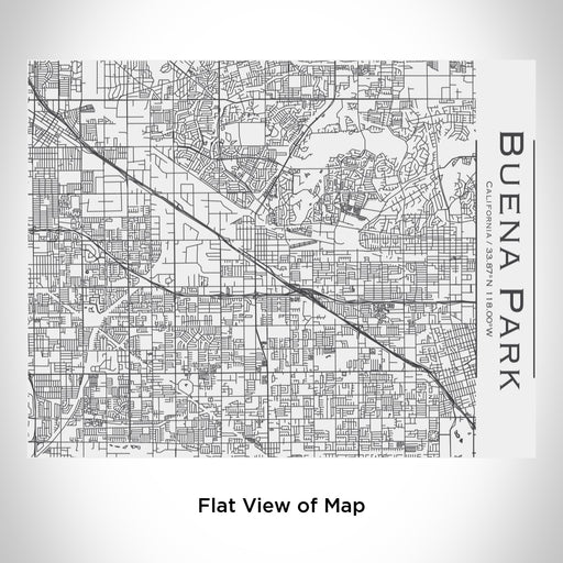 Rendered View of Buena Park California Map Engraving on 20oz Stainless Steel Insulated Bottle with Bamboo Top in White