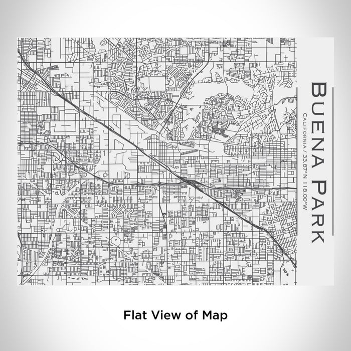 Rendered View of Buena Park California Map Engraving on 20oz Stainless Steel Insulated Bottle with Bamboo Top in White