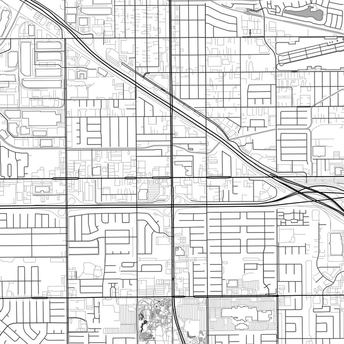 Buena Park California Map Print in Classic Style Zoomed In Close Up Showing Details