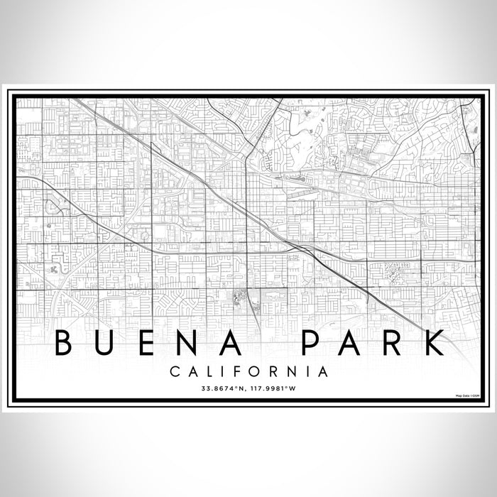 Buena Park California Map Print Landscape Orientation in Classic Style With Shaded Background