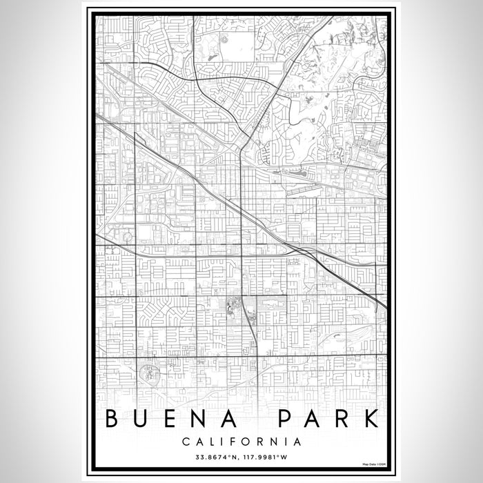 Buena Park California Map Print Portrait Orientation in Classic Style With Shaded Background