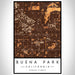 Buena Park California Map Print Portrait Orientation in Ember Style With Shaded Background