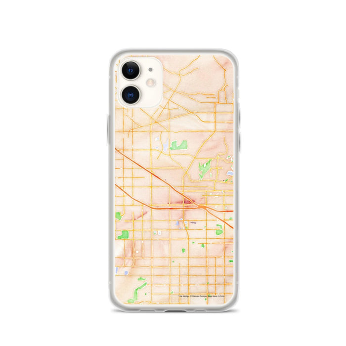 Custom iPhone 11 Buena Park California Map Phone Case in Watercolor