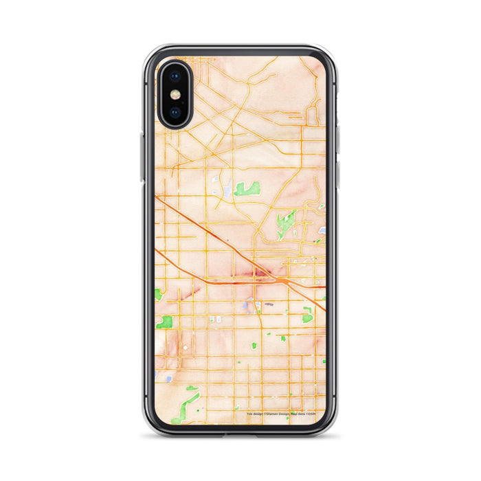 Custom iPhone X/XS Buena Park California Map Phone Case in Watercolor