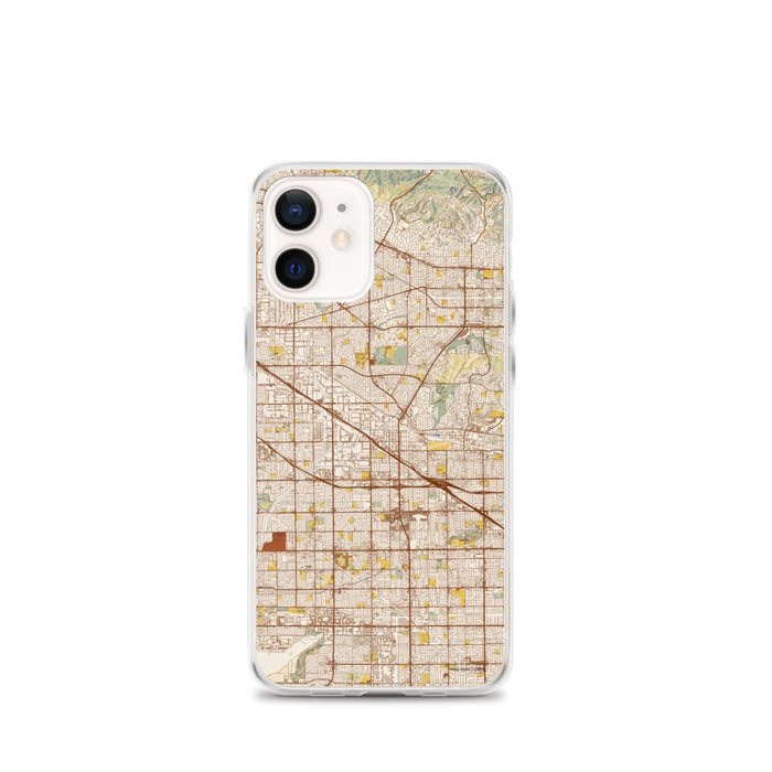 Custom iPhone 12 mini Buena Park California Map Phone Case in Woodblock