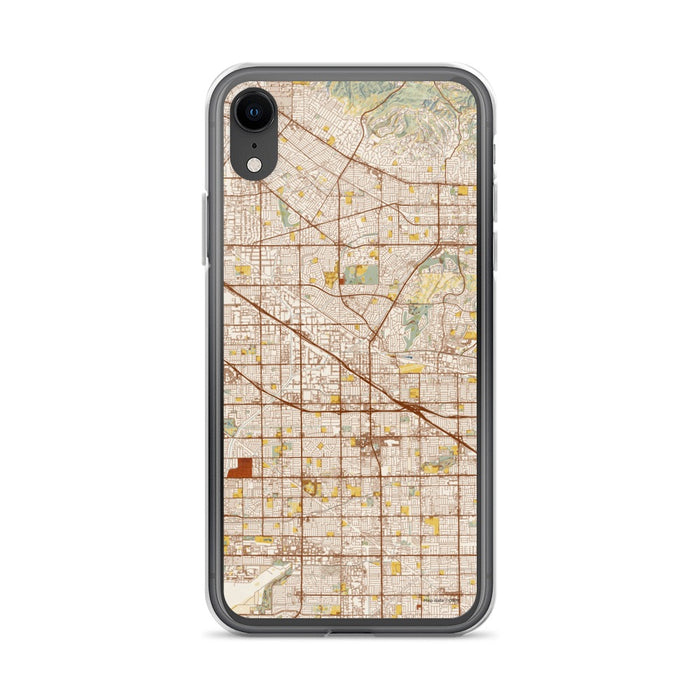 Custom iPhone XR Buena Park California Map Phone Case in Woodblock