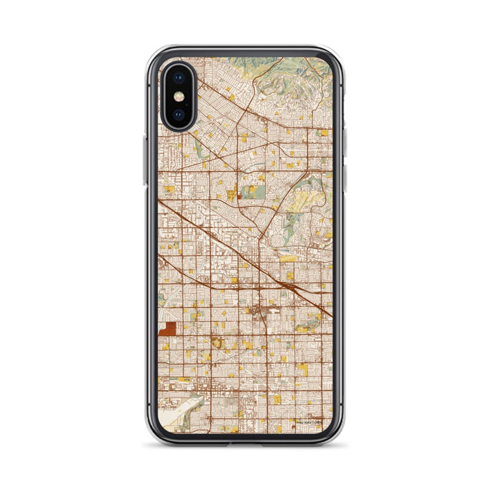 Custom iPhone X/XS Buena Park California Map Phone Case in Woodblock