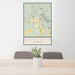 24x36 Buena Vista Colorado Map Print Portrait Orientation in Woodblock Style Behind 2 Chairs Table and Potted Plant