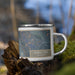 Right View Custom Buena Vista Colorado Map Enamel Mug in Afternoon on Grass With Trees in Background