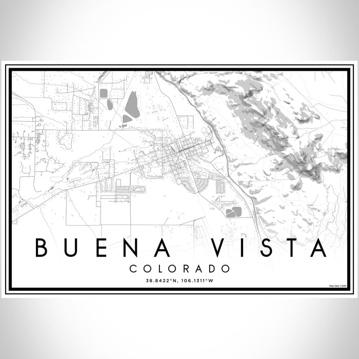 Buena Vista Colorado Map Print Landscape Orientation in Classic Style With Shaded Background