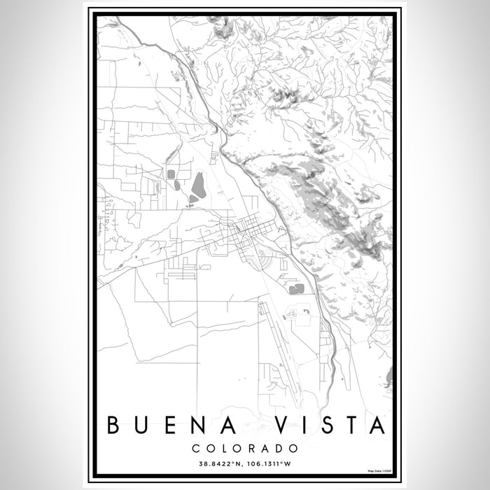 Buena Vista Colorado Map Print Portrait Orientation in Classic Style With Shaded Background