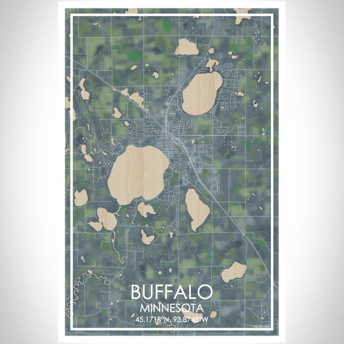 Buffalo Minnesota Map Print Portrait Orientation in Afternoon Style With Shaded Background