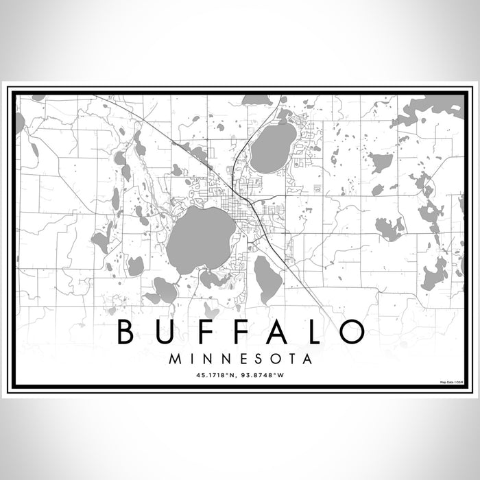 Buffalo Minnesota Map Print Landscape Orientation in Classic Style With Shaded Background
