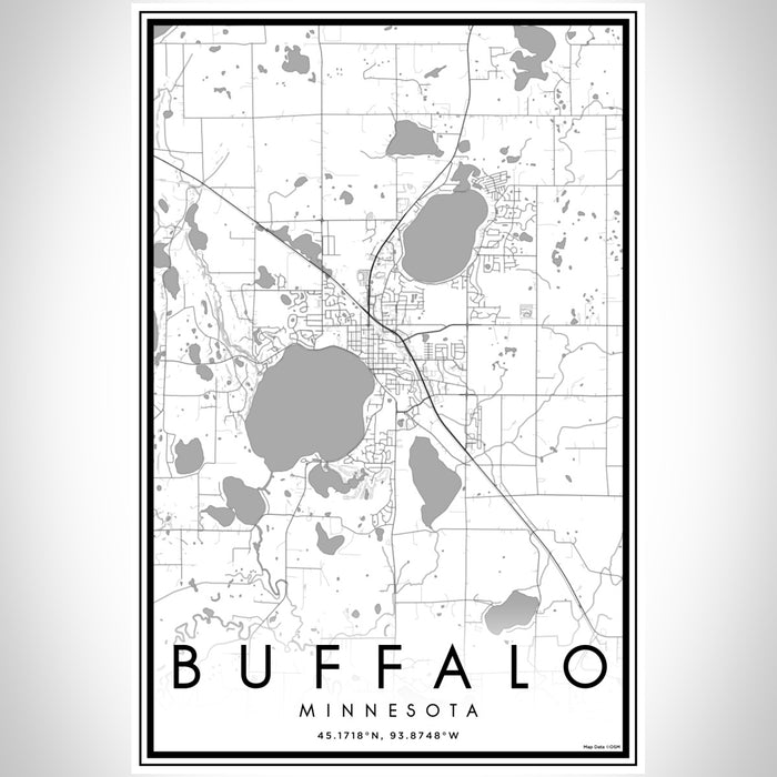 Buffalo Minnesota Map Print Portrait Orientation in Classic Style With Shaded Background