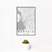 12x18 Buffalo New York Map Print Portrait Orientation in Classic Style With Small Cactus Plant in White Planter