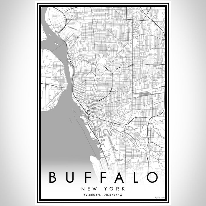 Buffalo New York Map Print Portrait Orientation in Classic Style With Shaded Background