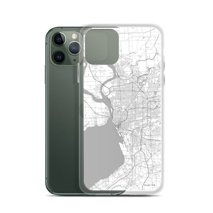 Custom Buffalo New York Map Phone Case in Classic on Table with Laptop and Plant