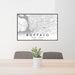 24x36 Buffalo New York Map Print Landscape Orientation in Classic Style Behind 2 Chairs Table and Potted Plant