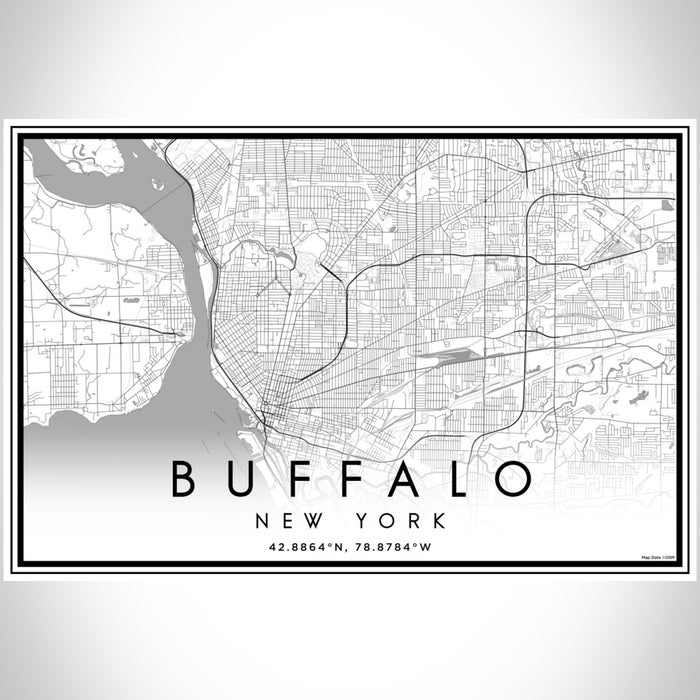Buffalo New York Map Print Landscape Orientation in Classic Style With Shaded Background