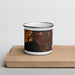 Front View Custom Buffalo New York Map Enamel Mug in Ember on Cutting Board