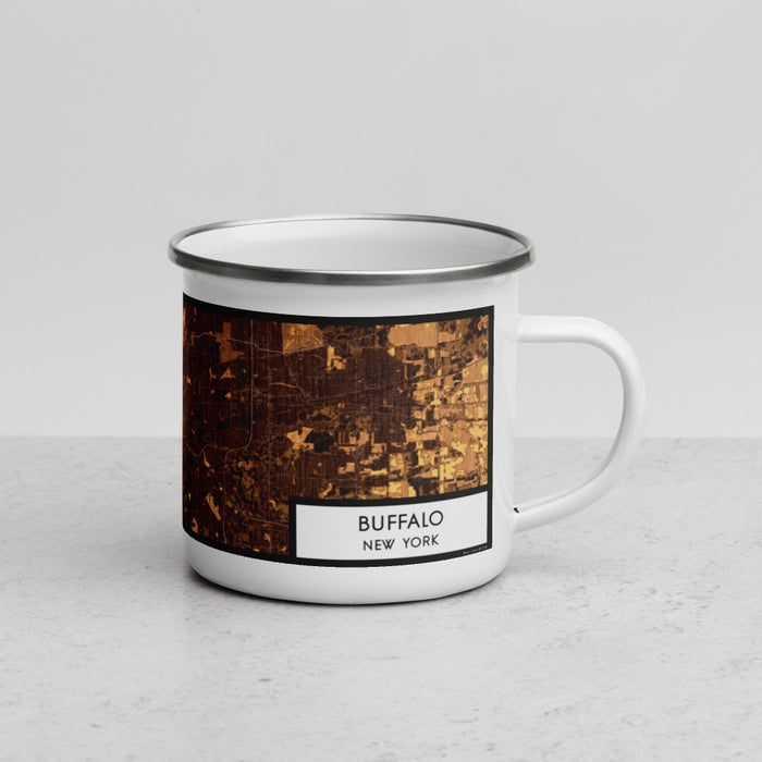 Right View Custom Buffalo New York Map Enamel Mug in Ember