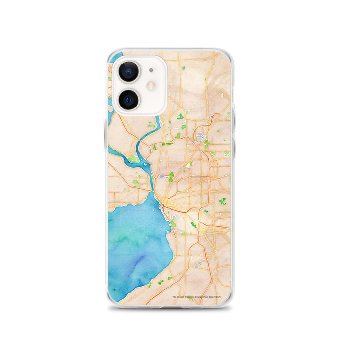 Custom Buffalo New York Map iPhone 12 Phone Case in Watercolor