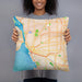 Person holding 18x18 Custom Buffalo New York Map Throw Pillow in Watercolor