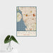 16x24 Buffalo New York Map Print Portrait Orientation in Woodblock Style With Tropical Plant Leaves in Water