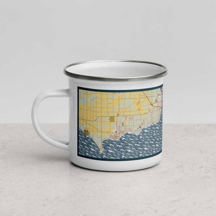 Left View Custom Buffalo New York Map Enamel Mug in Woodblock