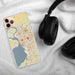 Custom Buffalo New York Map Phone Case in Woodblock on Table with Black Headphones