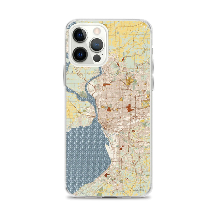 Custom Buffalo New York Map iPhone 12 Pro Max Phone Case in Woodblock